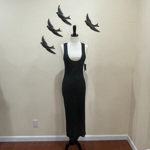 Donna Karan Collection Black Cashmere/Silk Sleeveless Sequin Tank Dress - M